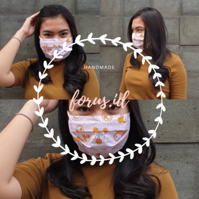 Masker kain non medis 2 lapis dewasa reusable bisa hijab (motif)