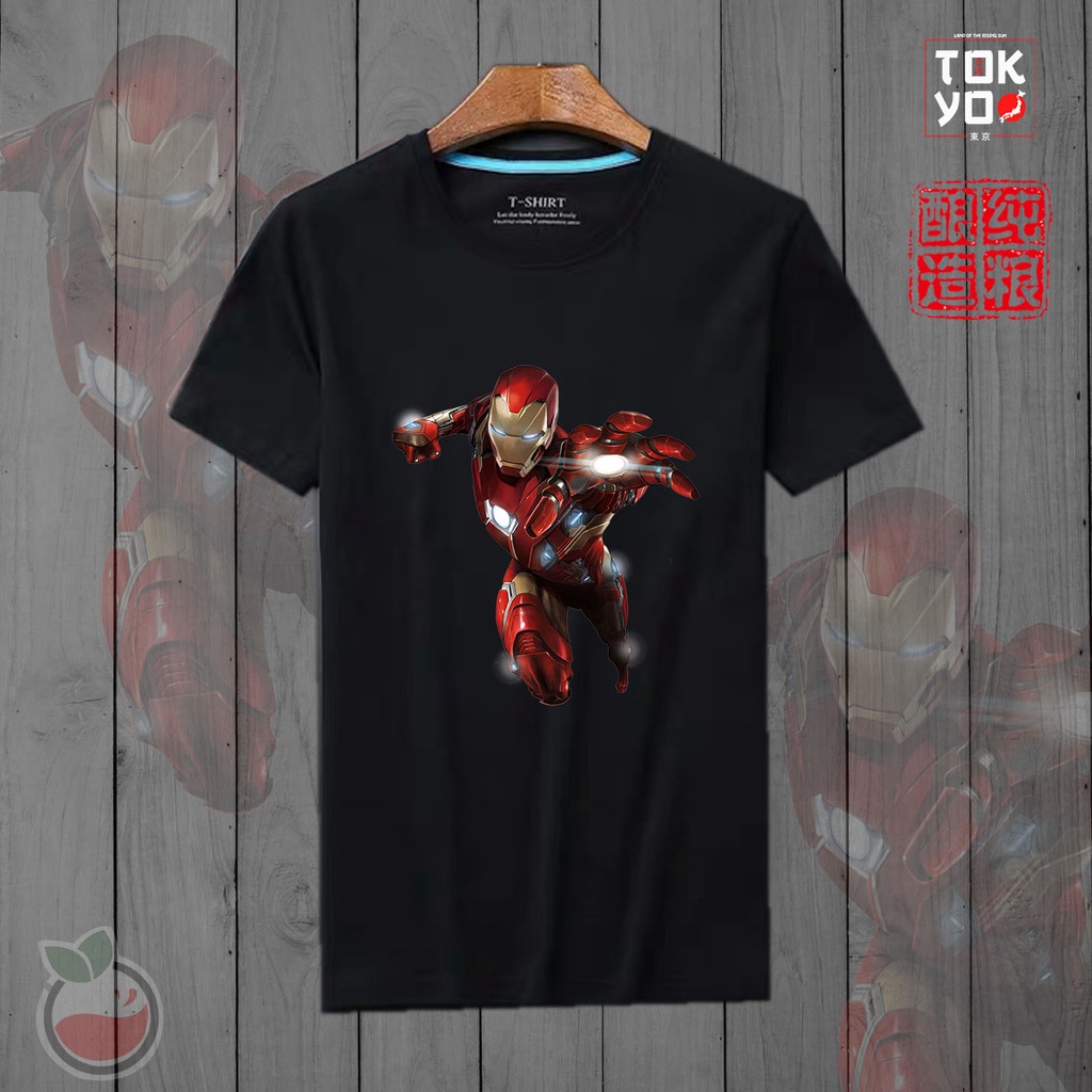 Lilipop Kaos Tshirt  Pria Avengers Iron Man Baju Distro Basic Lengan Pendek Cowok Kasual