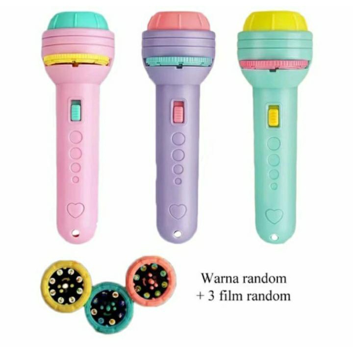 Senter proyektor mainan anak flashlight sensor gambar karakter lucu torch// Mainan Edukasi// Gambar Karakter Lucu (BIC)