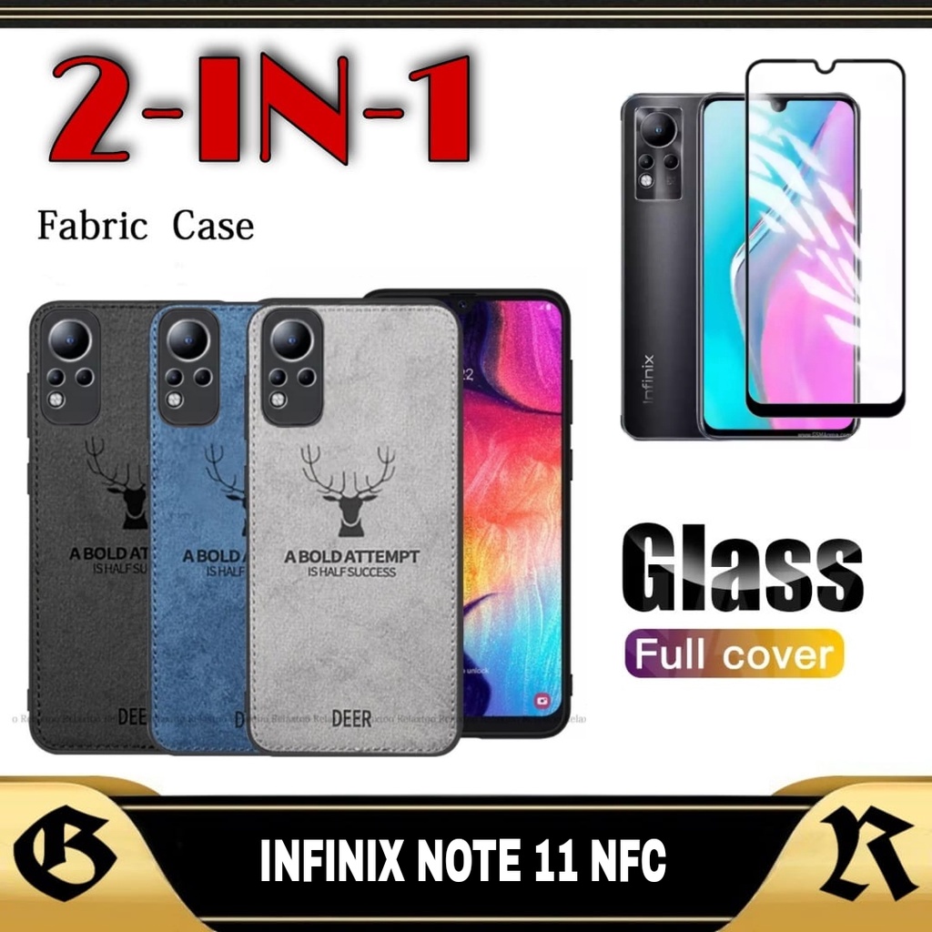 Case Infinix Note 11 2021 Note 11 Nfc 2021 Softcase Casing DEER Motif Canvas Bonus Tempered Glass La