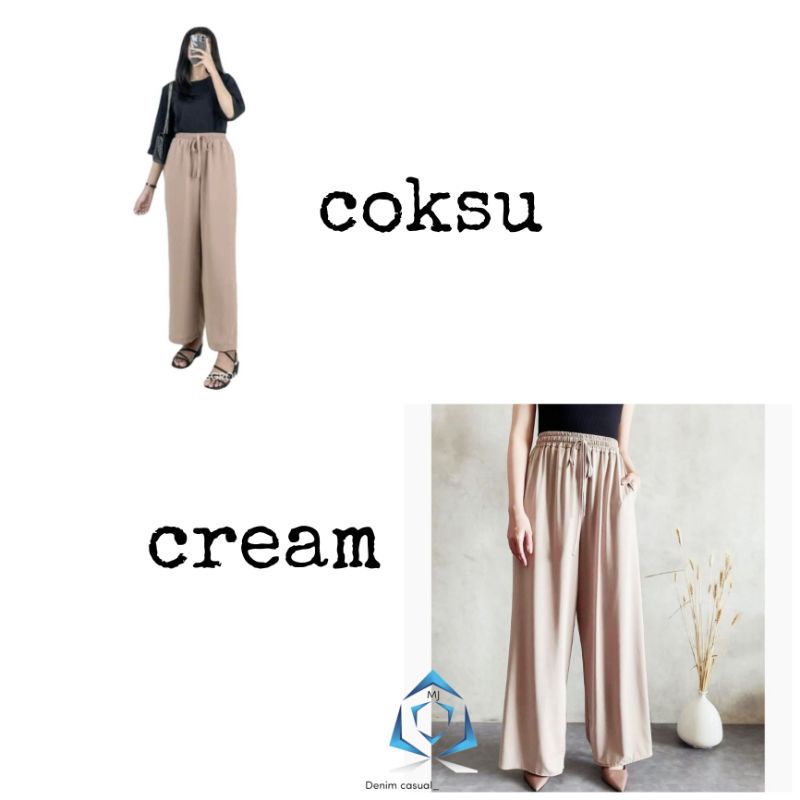 CELANA KULOT CRINGKLE POLOS WANITA PREMIUM COMFY BASIC
