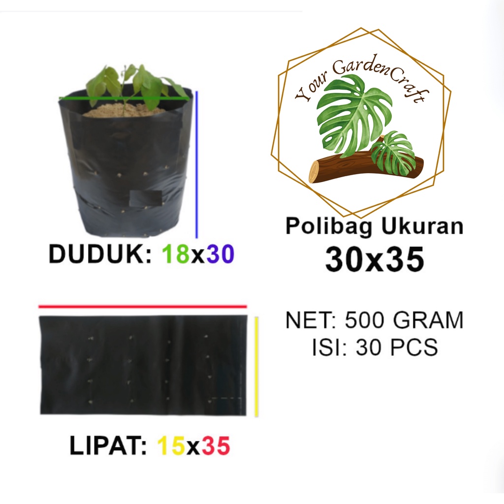 [JM_Garden] POLYBAG 30x35 / POLIBEG / POLIBAG / KANTONG TANAMAN / PLASTIK TANAMAN (SATUAN)