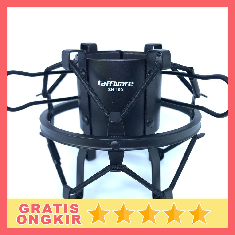 Taffware Holder Mikrofon Shockproof SH-100 Black Grab Medan