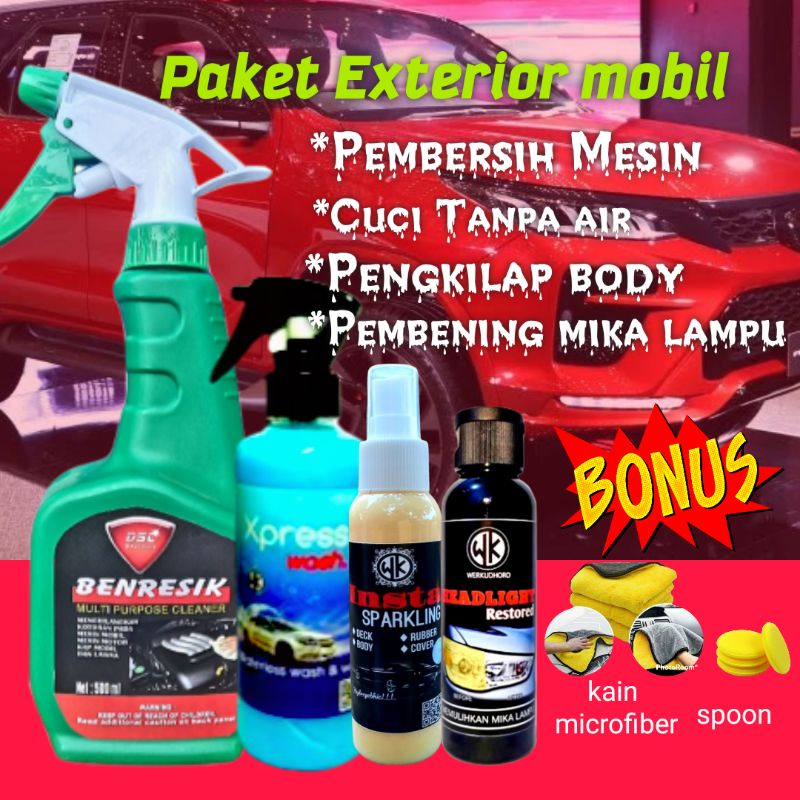 Paket perawatan mobil exterior / Pembersih ruang mesin / cuci tanpa air / Pembersih mika menguning / pengkilap body