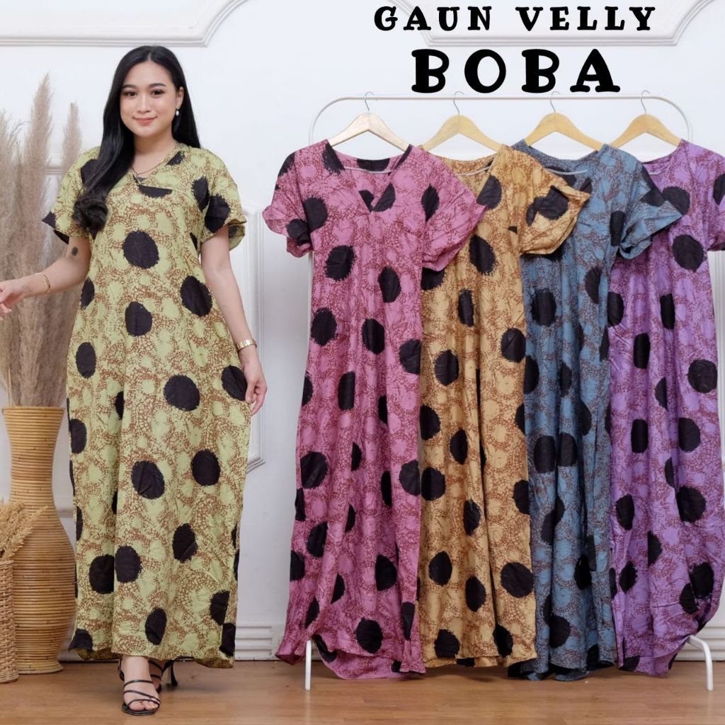 Promo Daster panjang Lengan Pendek Bahan Adem Murah Batik Pekalongan / Veli Daun Lompong yg-VL. Boba