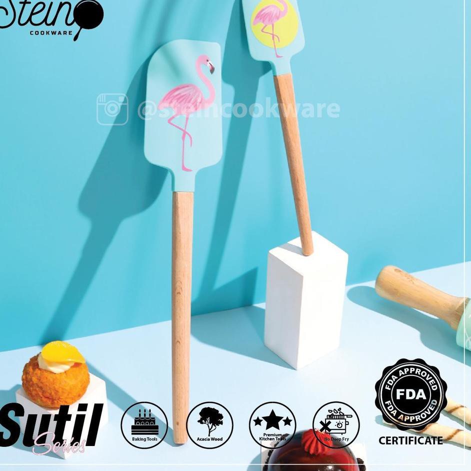 L4R♤ Baking Spatula Silikon Flamingo - 1 set dengan 2 ukuran, Medium dan Large Model Baru