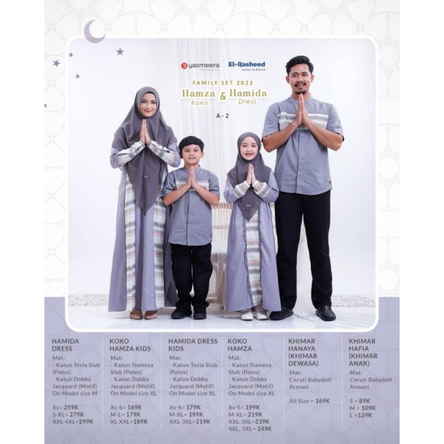 Sarimbit Premium El-Rasheed by Yasmeera|Gamis Premium Hamida|Gamis Anak Set Hijab|Gamis Syari Set Kh