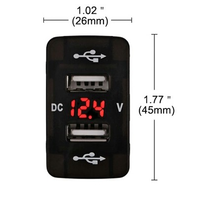 Car Charger + Voltmeter USB 2.1A khusus untuk semua socket Mobil Honda