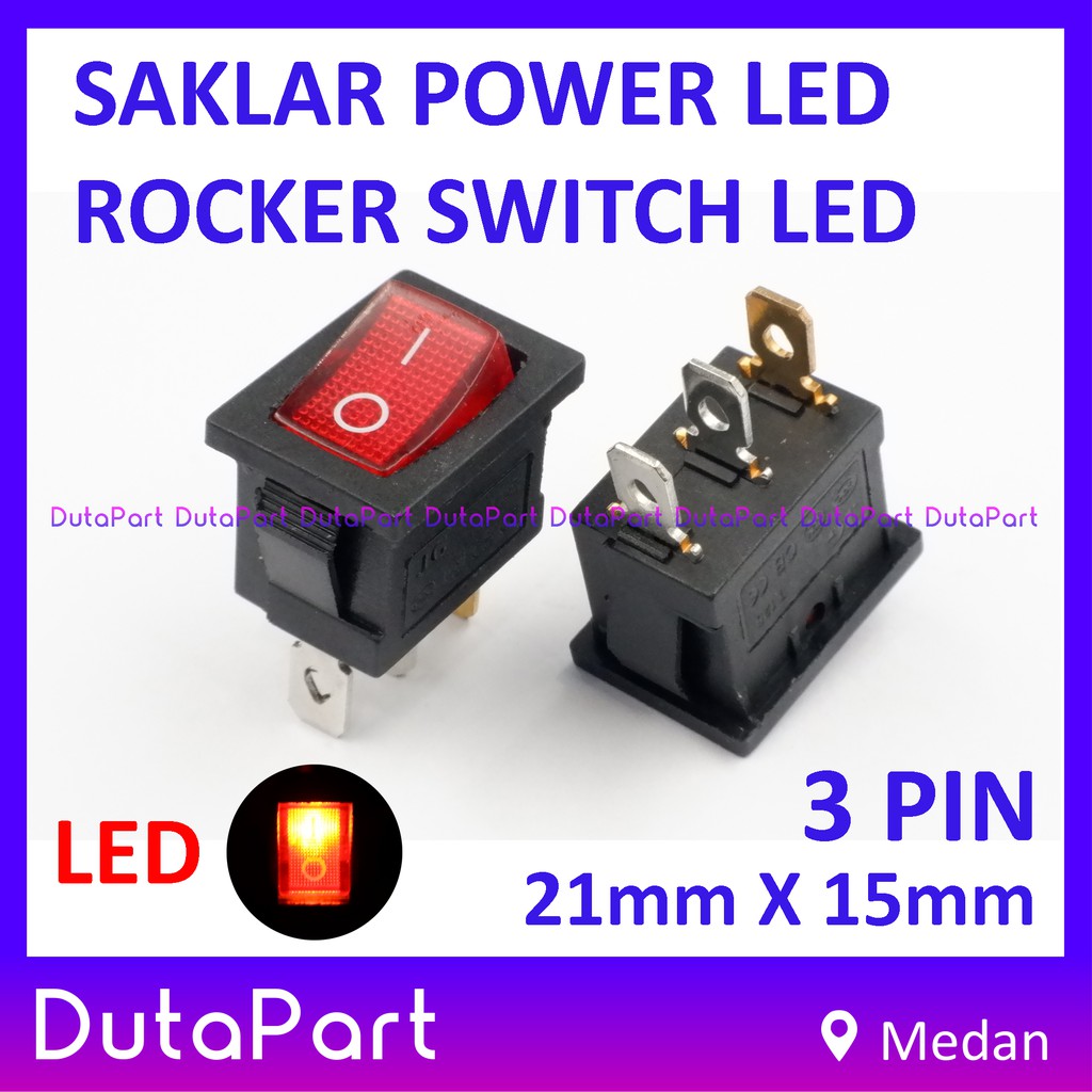 Saklar Power Rocker Switch LAMPU ON OFF 21mm x 15mm 3 PIN Kaki 6A250AC