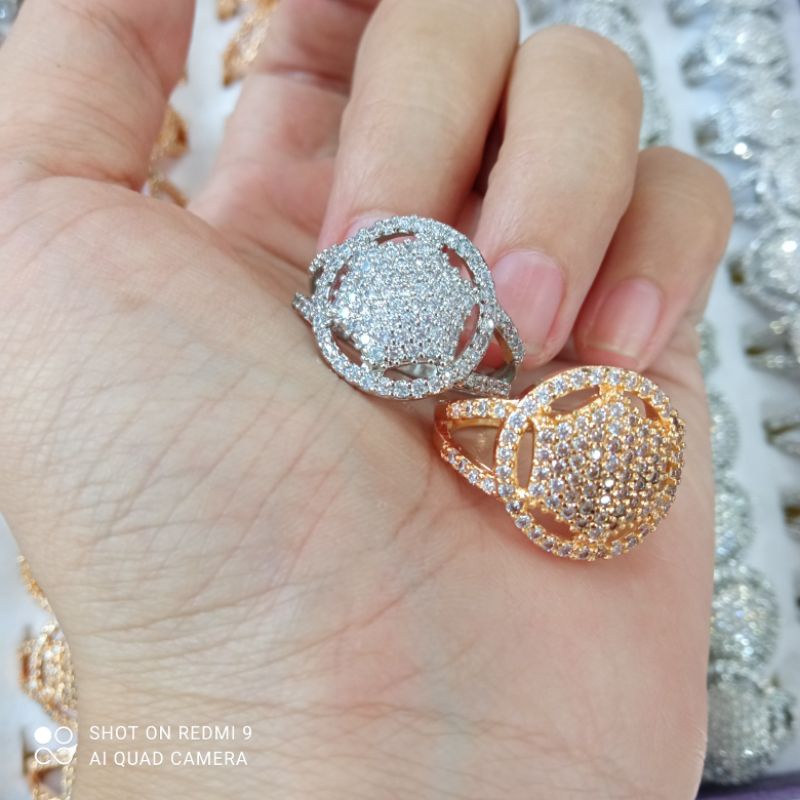 Cincin Replika Berlian Cantik Permata Mewah Elegant Premium High Quality Silver Gold