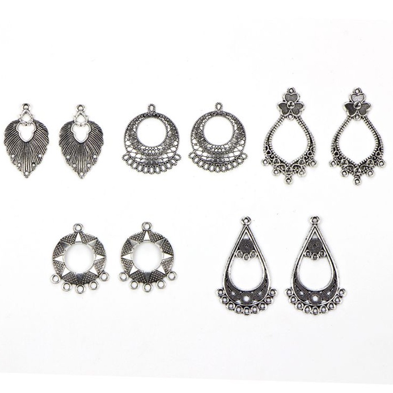 20pcs / set Liontin Warna Silver Untuk Membuat Perhiasan Anting