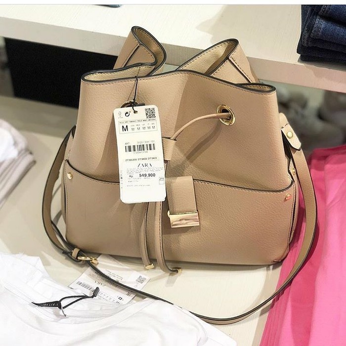 Tas wanita zara pocket bucket ori import,supplier 1,harga parik murah - Beige