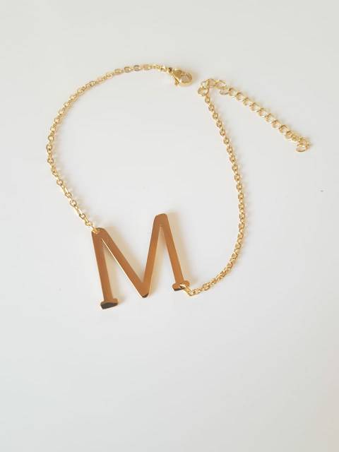 GELANG GOLD inisial / Gelang huruf / Gelang titanium gold / Gelang huruf titanium Antikarat import