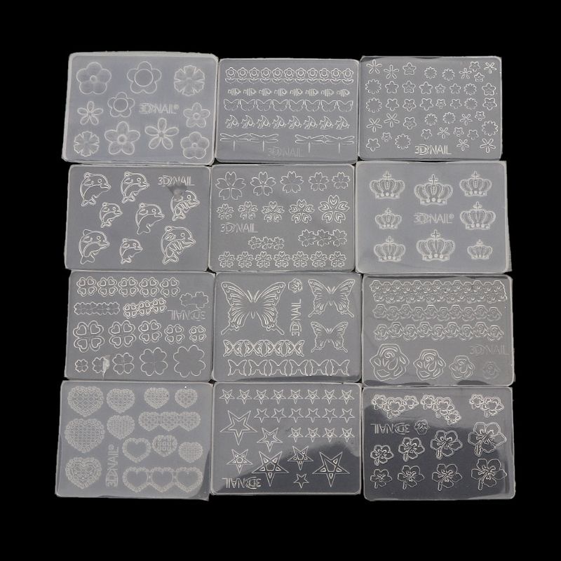 SIY  12Pcs Mini Size Nail Art Silicone Mold Leaves Flower Animals Template Acrylic Gel Tools Resin Mold Jewelry Making Tools