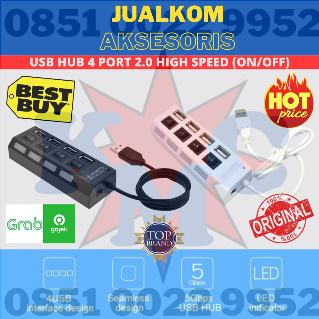 USB HUB 4 PORT 2.0 HIGH SPEED ( ON/ OFF )