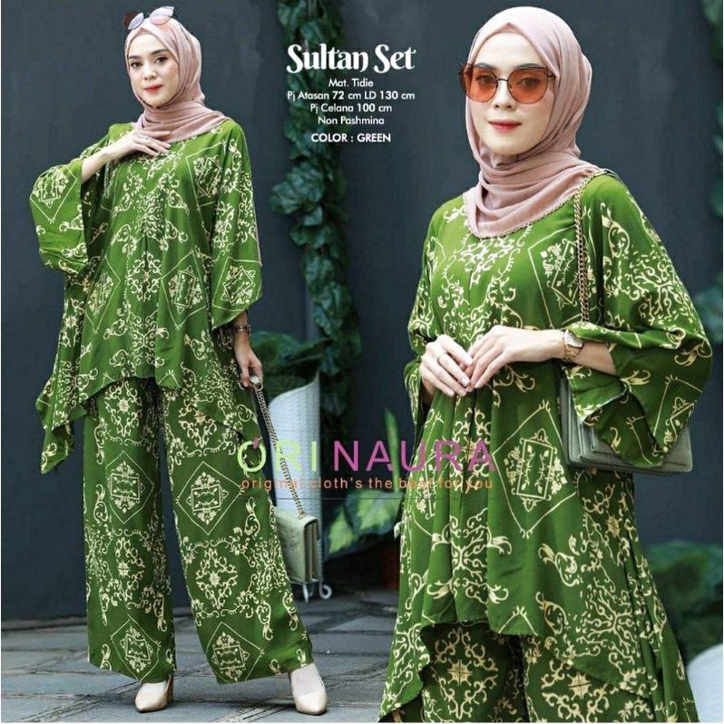 One Set Jumbo Rayon Motif Sultan | Setelan Wanita Jumbo Ootd Tie Dye Sultan Set Jumbo Series Ld 130 