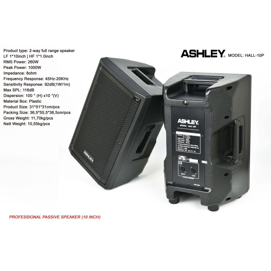 speaker spiker pasif vocal ashley hall10p hall 10p hall 10 p full range