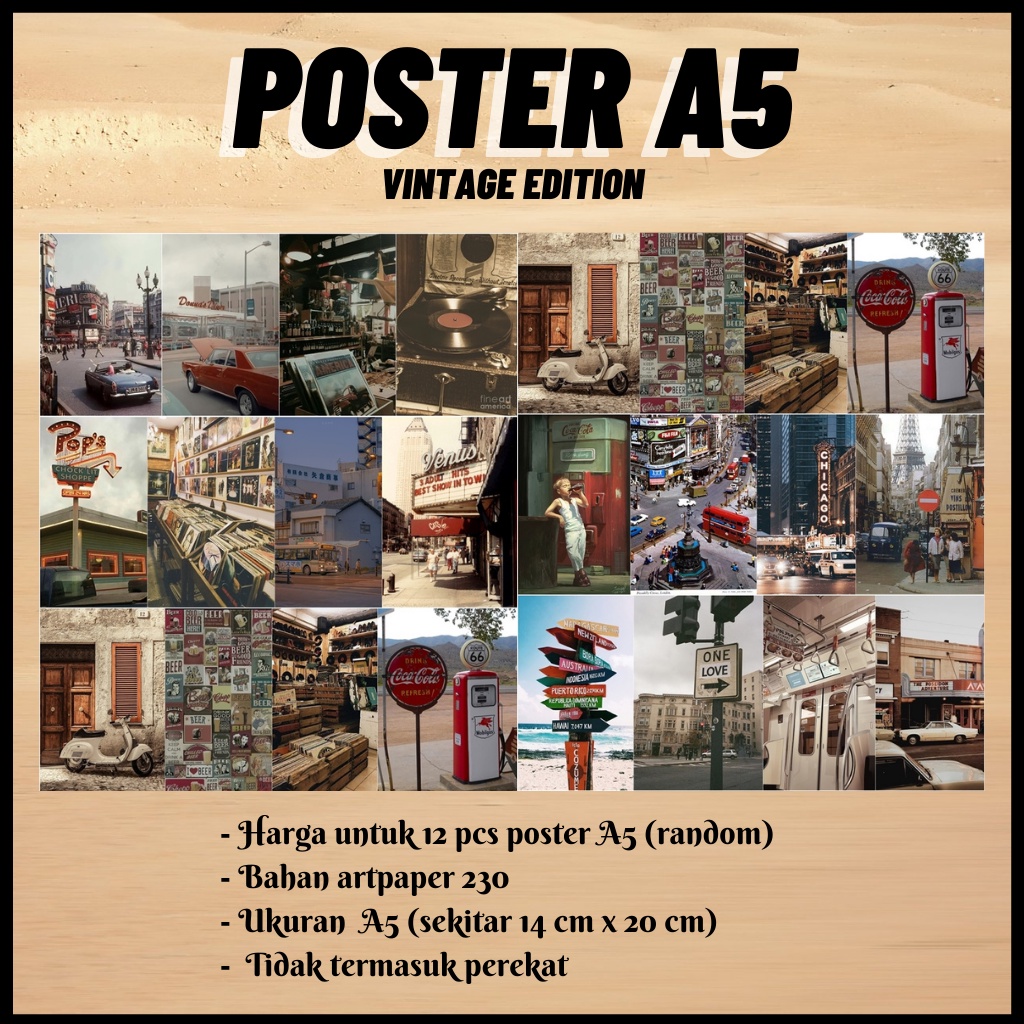 

POSTER VINTAGE AESTHETIC / 12pcs POSTER DINDING AESTHETIC RANDOM