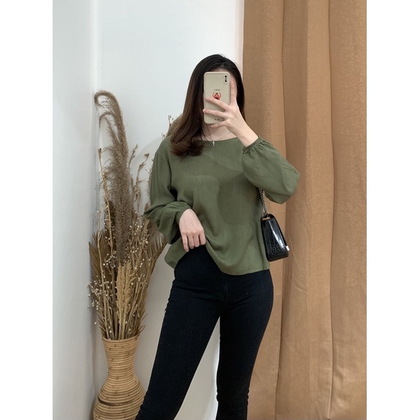 Ally Crinkle Top - PLENARIO ID | Kemeja wanita - Blouse Wanita - Atasan wanita - COD-Army