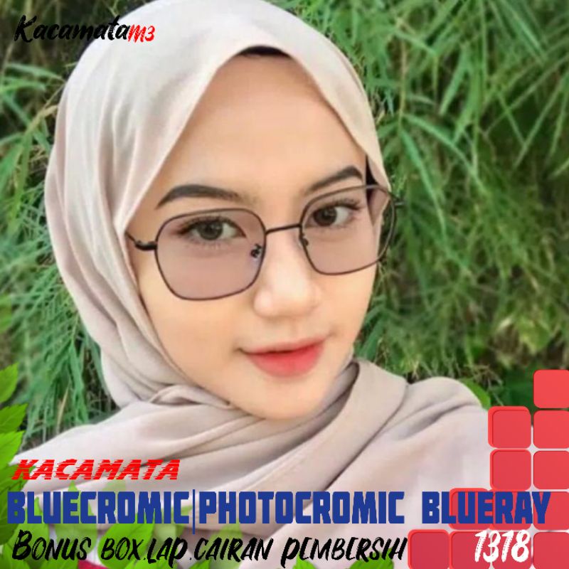 kacamata lensa bluecromic atau photocromic blueray bisa normal minus plus cilinder tergantung permintaan sampai minus 5 cyl 2 harga masih sama tulis saja pesanan kaka di catatan saat order free box lap cairan pembersih kacamata