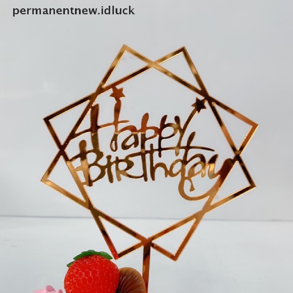 1 Pc Topper Kue Ulang Tahun Bahan Akrilik Warna Emas Untuk Dekorasi Pesta