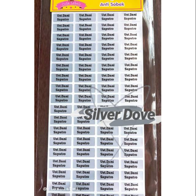 

Sticker nama polos/label nama waterproof dan anti sobek. Motif silver dove