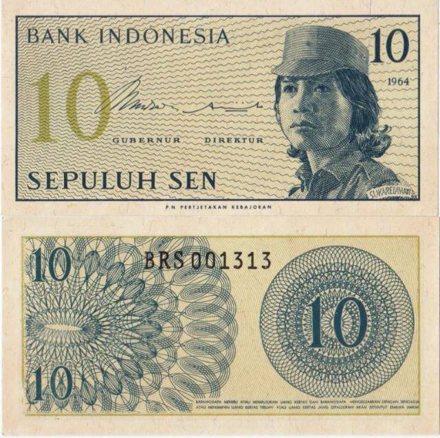 Uang Kuno Lama 10 Sen Sukarelawan Tahun 1964