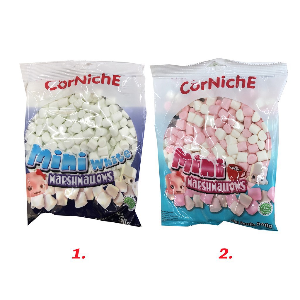 

CORNICHE MINI WHITE MARSHMALLOWS 200GRAM/ MINI MARSMELLOW PINK 200 GR