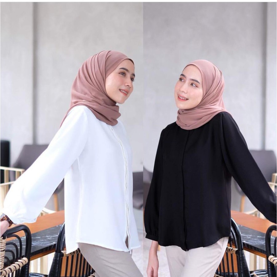 Fashion Atasan Wanita Muslim Terbaru Kemeja Casual Big SIZE Muslim Jumbo KEKINIAN Lengan Panjang T8O