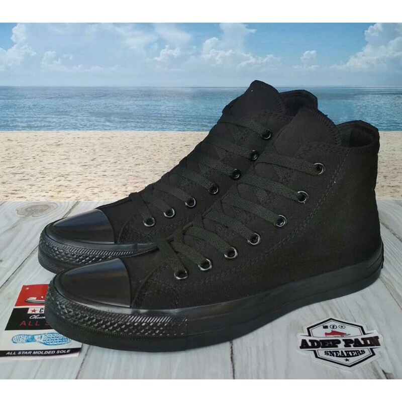 SEPATU ALL STAR CONVERSE TINGGI FULL HITAM PREMIUM ( NO GLOSSY )
