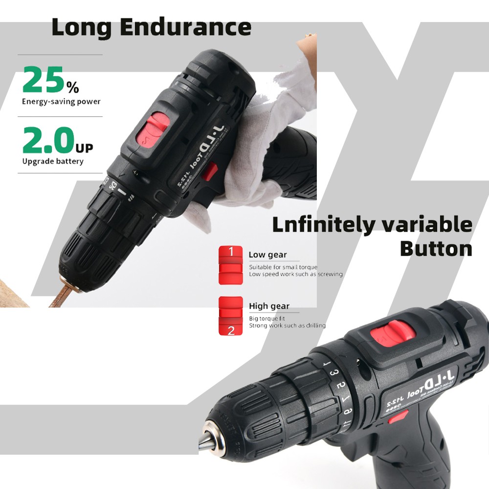 BLACK JLD 12V-SET Bor Obeng Bor Baterai 12 Volt Cordless Drill