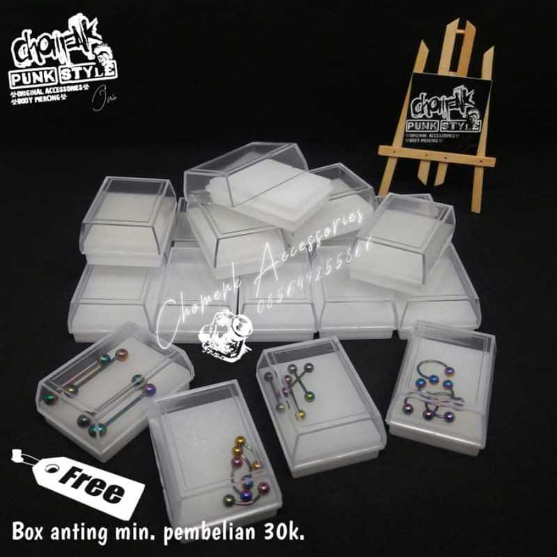 Box piercing earring tindik barbel