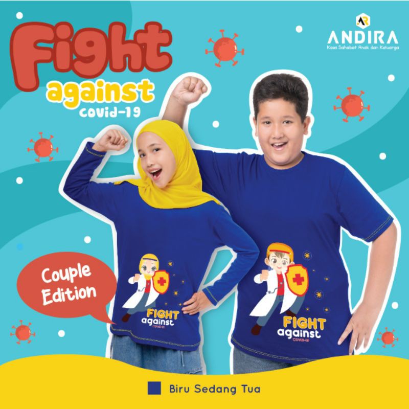 Promo Kaos Muslim Anak Cowo Cewe Merk Andira Couple Kakak Adik : Fight Against Covid-19
