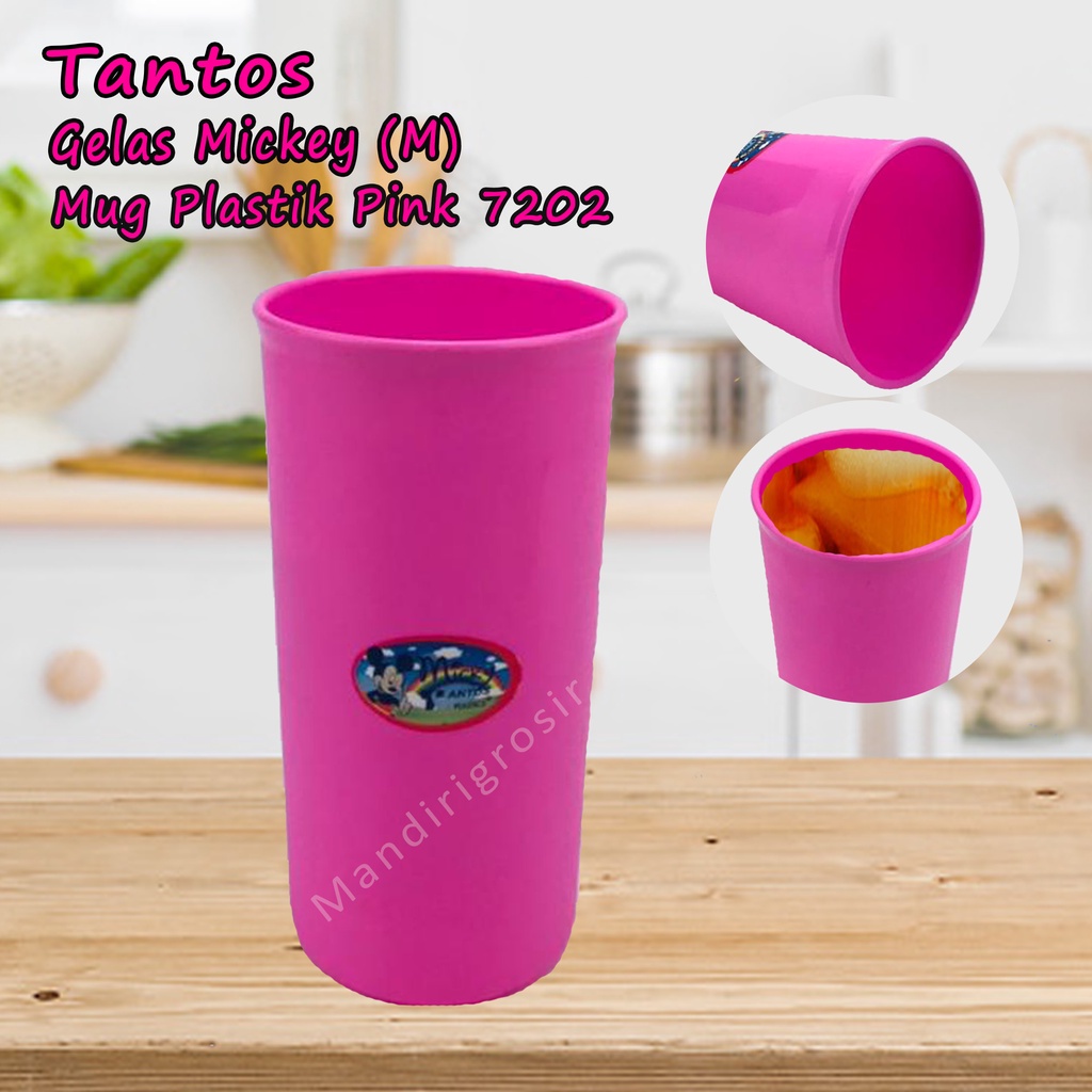 Gelas Mickey (M)*Tantos * Mug Plastik * Warna Pink 7202