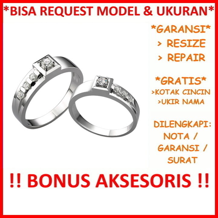 Gratis Ukir Nama Garansi Silver Asli Bisa Pesan Model Cincin Couple Perak Tunangan Mas Kawin Id571