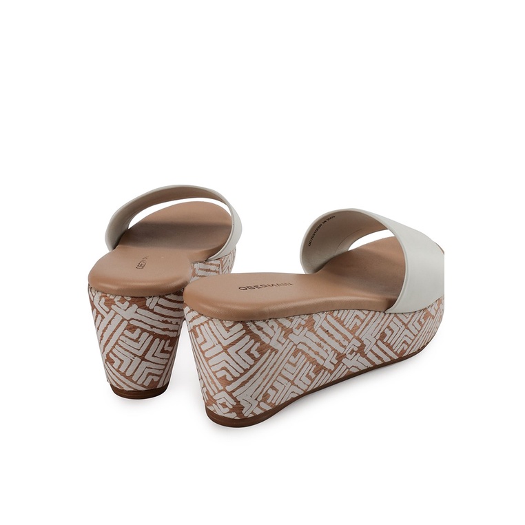 SANDAL WEDGES KULIT OBERMAIN WANITA ORIGINAL ASLI TERBARU PUTIH OW16