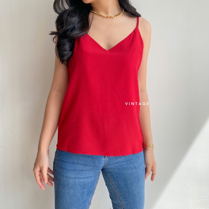 TANKTOP WANITA BASIC TANKTOP KOREA TANKTOP TALI KECIL-Red
