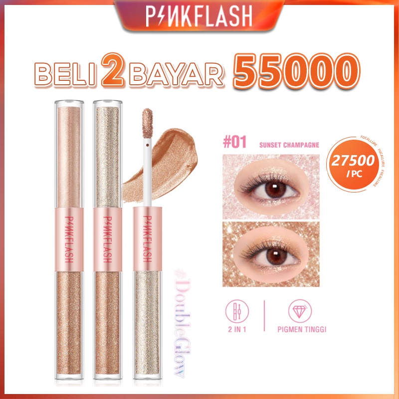 PINKFLASH DoubleGlow 2 in 1 Liquid Eyeshadow All Glow Eyeshadow High Pigment Waterproof Eye Makeup Lightweight