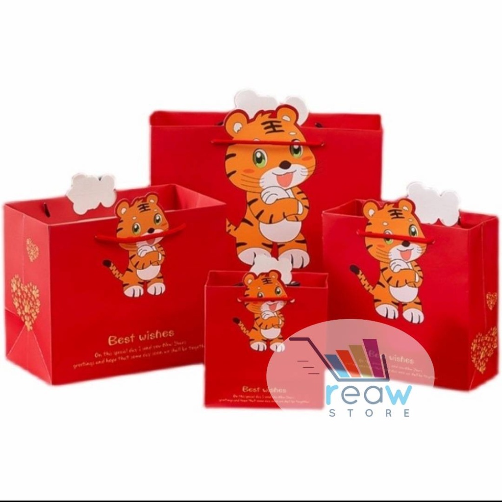 

Paper Bag Kantong Tas Souvenir Parcel Hampers Imlek Sincia Macan 2D