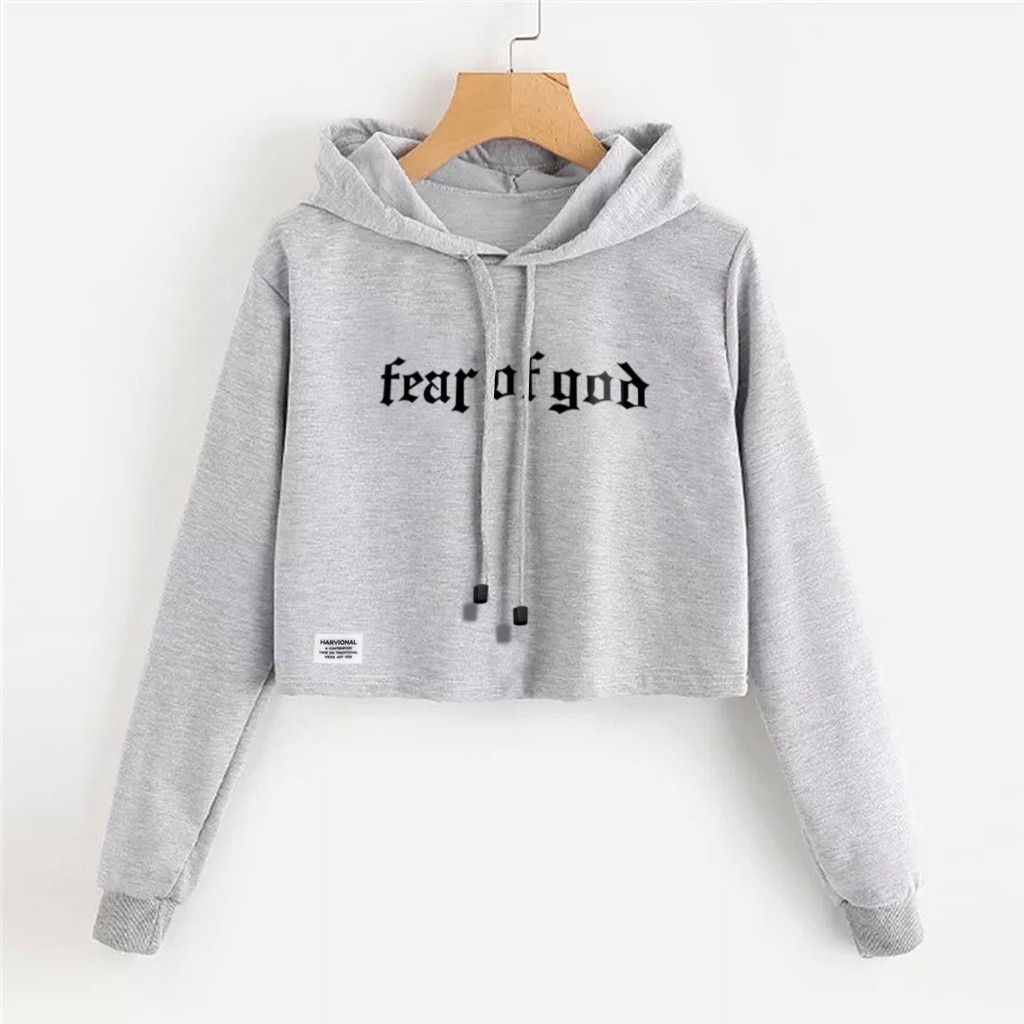 SWEATER CROP HOODIE BAHAN BEBYTERRY FEAR OF GOOD TERLARIS