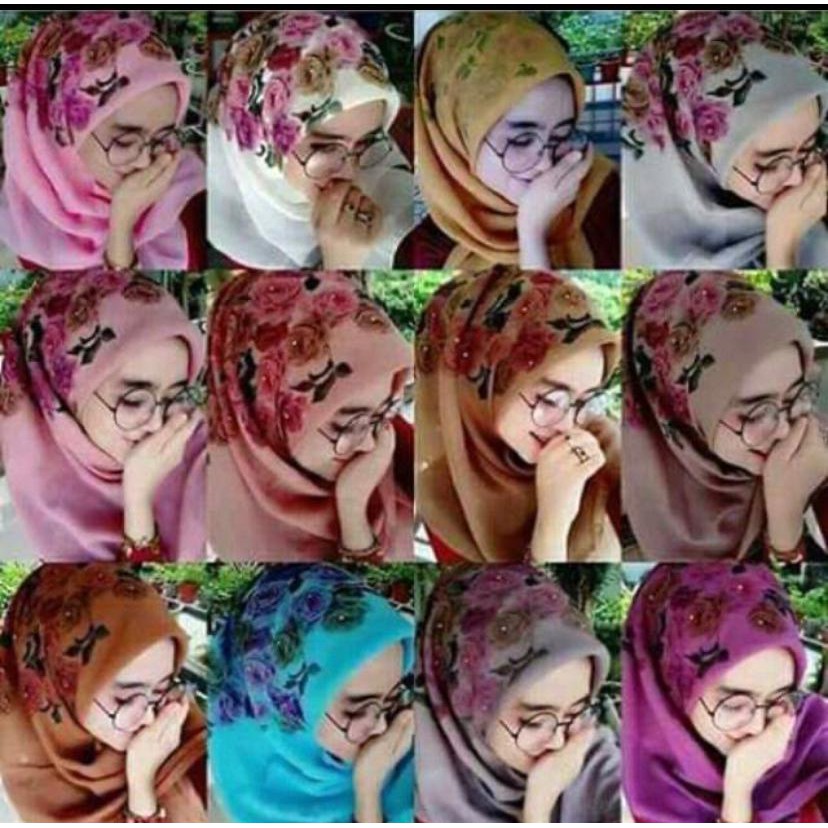 JILBAB/HIJAB SEGI EMPAT BELLA SQUARE PRINTING