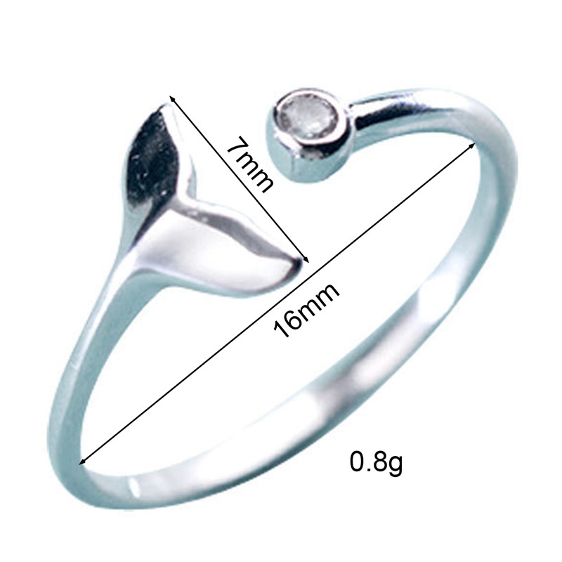 Fancyqube Cincin Sterling Silver 925 Model Terbuka Desain Ekor Ikan Hias Kristal