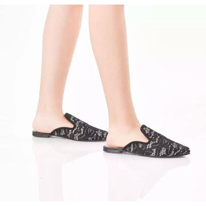 Sepatudari Karin Real pic Promo Flatshoes wanita mules brokat nyaman dipakai KR-FS0057