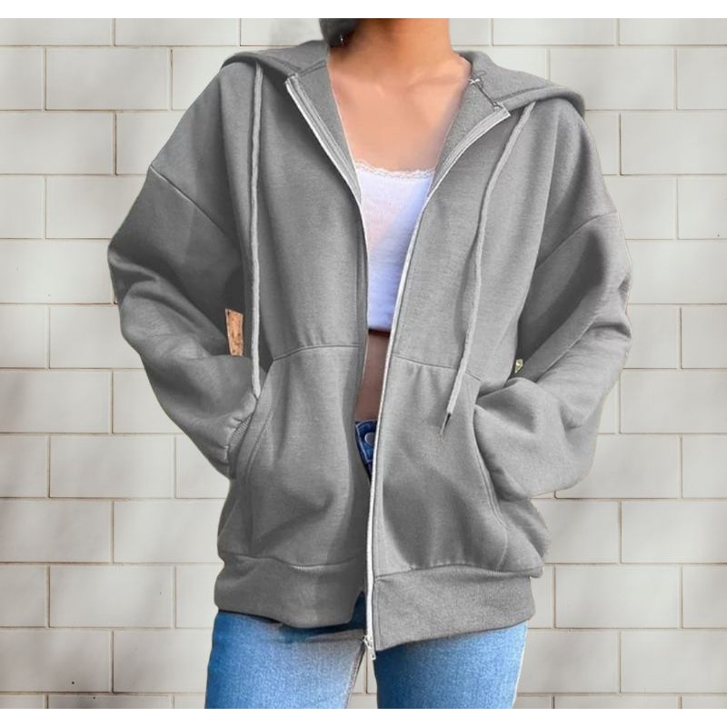 Jaket Perempuan Hoodie Zipper ll Jaket Resleting Hoodie Pria-Wanita