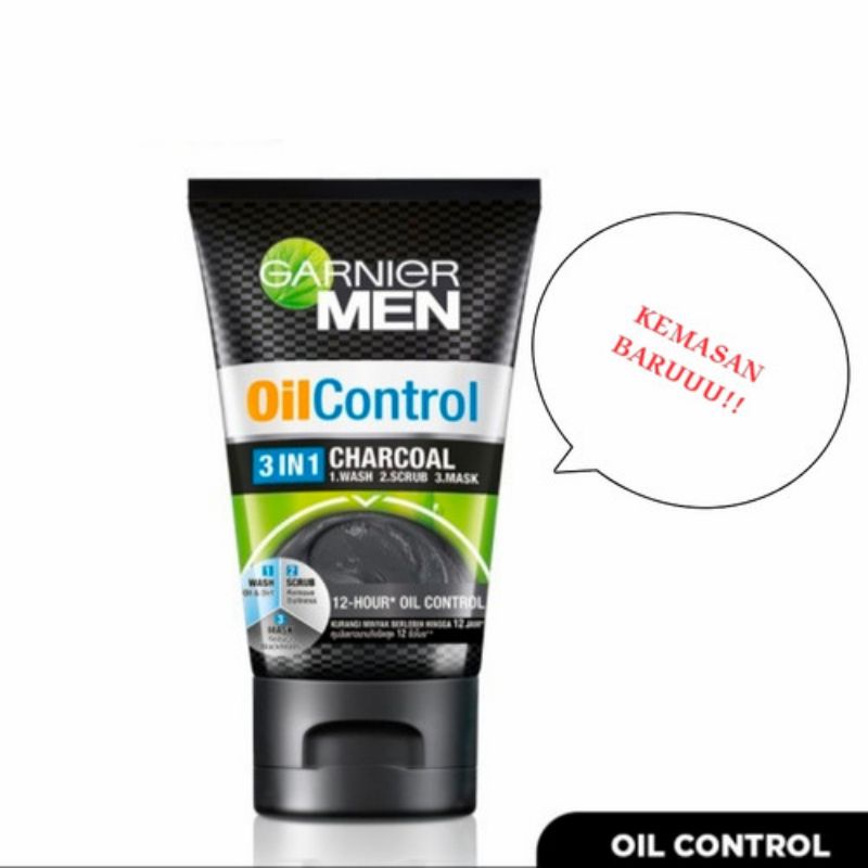 ORIGINAL GARNIER MEN OILCONTROL 3 IN 1 CHARCOAL 100 ML / FACIAL FOAM