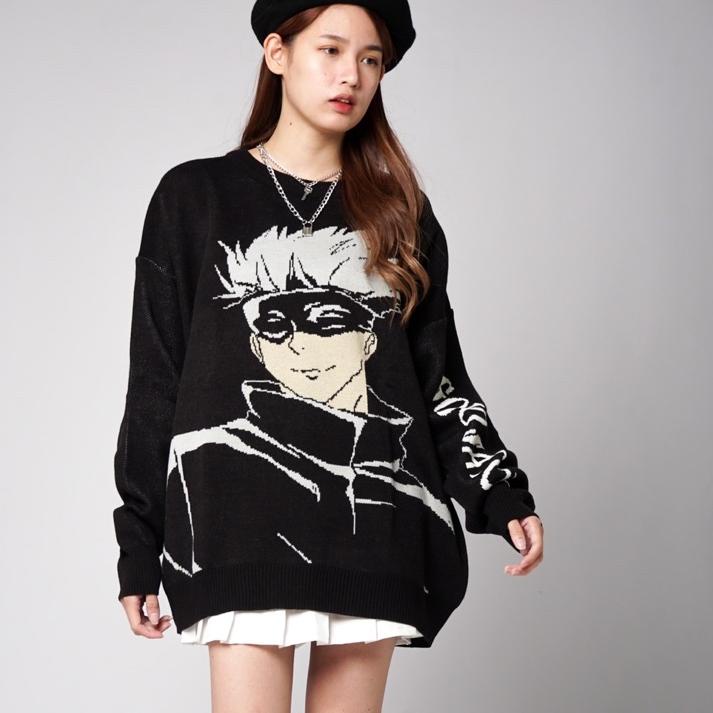 Telah Hadir.. Stiego-Gojo Satoru Two Jujutsu kaisen Sweater Knit Streetwear Vintage Knitting Sweater