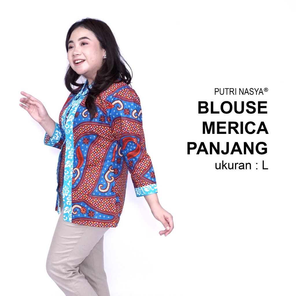 Blouse Big Size Formal Atasan Batik Jumbo Wanita S-M-L-XL-2L-3L-4L-5L-6L-7L Blus Jumbo Kantor Kerja Batik / Pakaian Kekinian Wanita Super Big LD 140 Keren / Blus Batik Seragam Bahan Katun Formal Model Terbaru / Baju Batik Bigsize Wanita Trendy