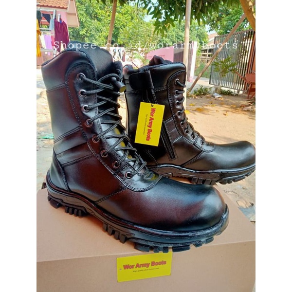 Sepatu pdl kulit sapi asli model jatah TNI AD safety  Full kulit Sapi Asli by Wor Army Boots