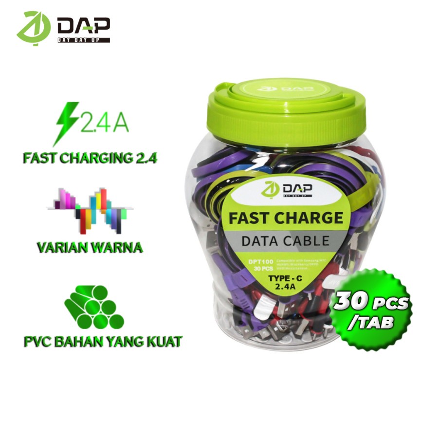 Kabel Data TYPE C DAP DPT100 - ISI 30 - Kabel Type C Fast Charging  2.4A 100 cm