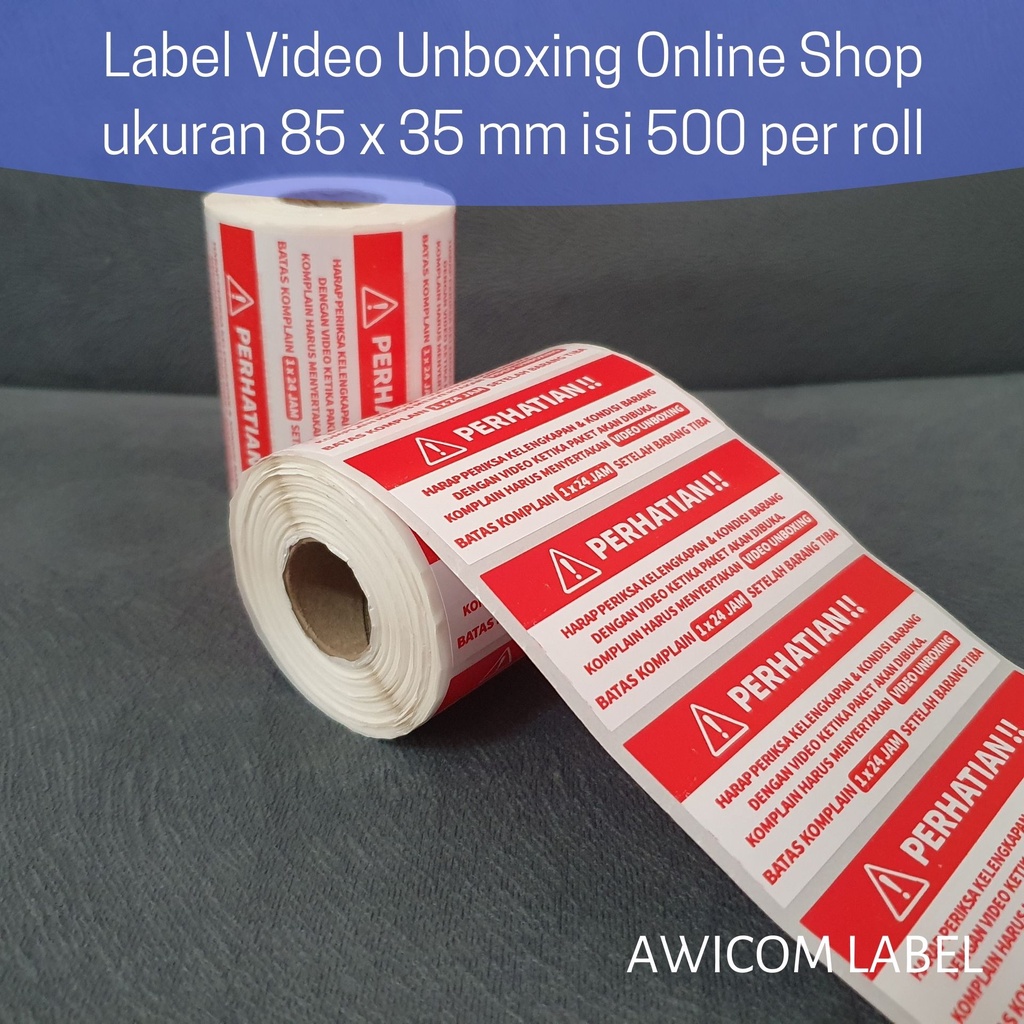 

HJK Stiker Wajib Video Unboxing ukuran 85x35 isi 500